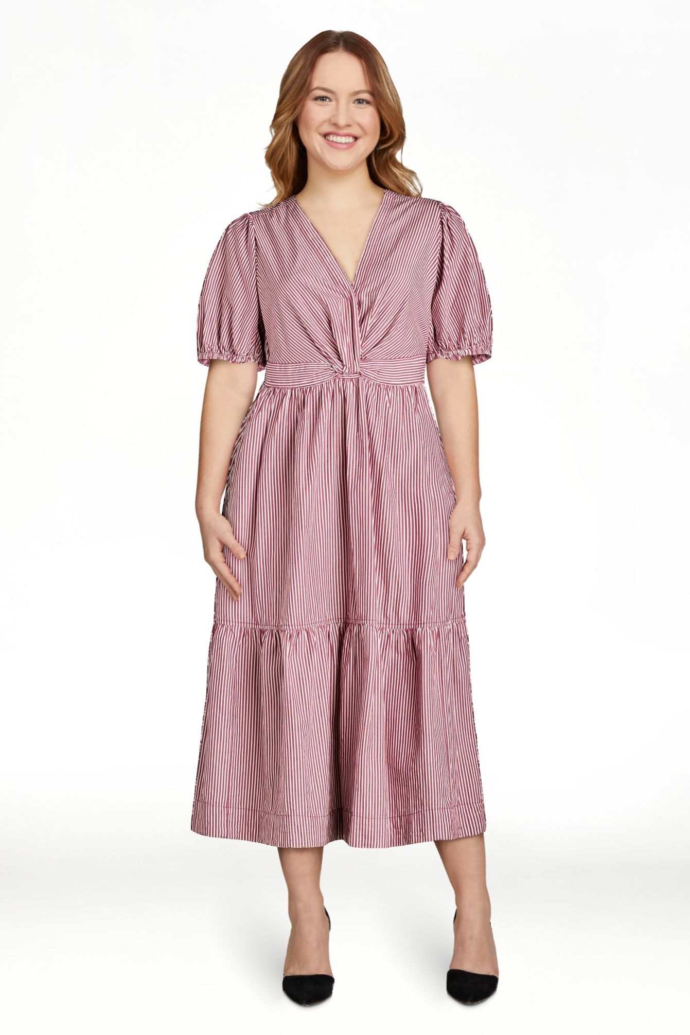 Free Assembly Women's Twist Front Cotton Midi Dress, Sizes XS-XXL | Walmart (US)