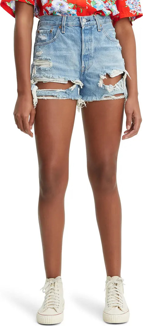 501® High Waist Ripped Cutoff Denim Shorts | Nordstrom Rack