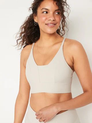 Light Support PowerSoft Textured-Rib Sports Bra for Women | Old Navy (US)