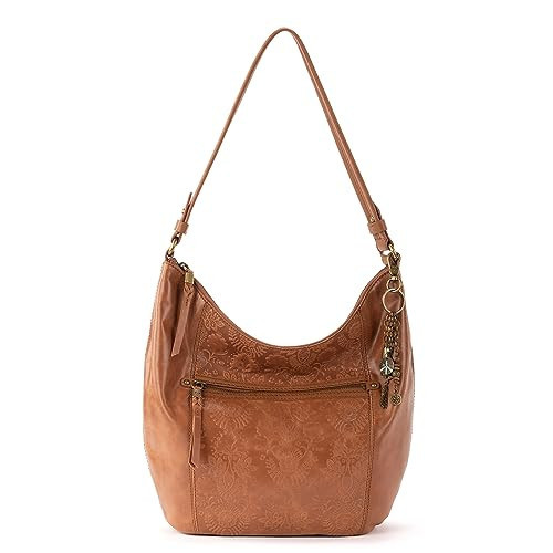 The Sak Sequoia Hobo Bag in Leather, Single Shoulder Strap, Tobacco Floral Emboss | Amazon (US)