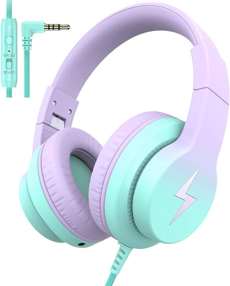 Kids Headphones, Wired Headphones for Kids Over Ear with Microphone, 85/94dB Volume Limiter Headp... | Amazon (US)