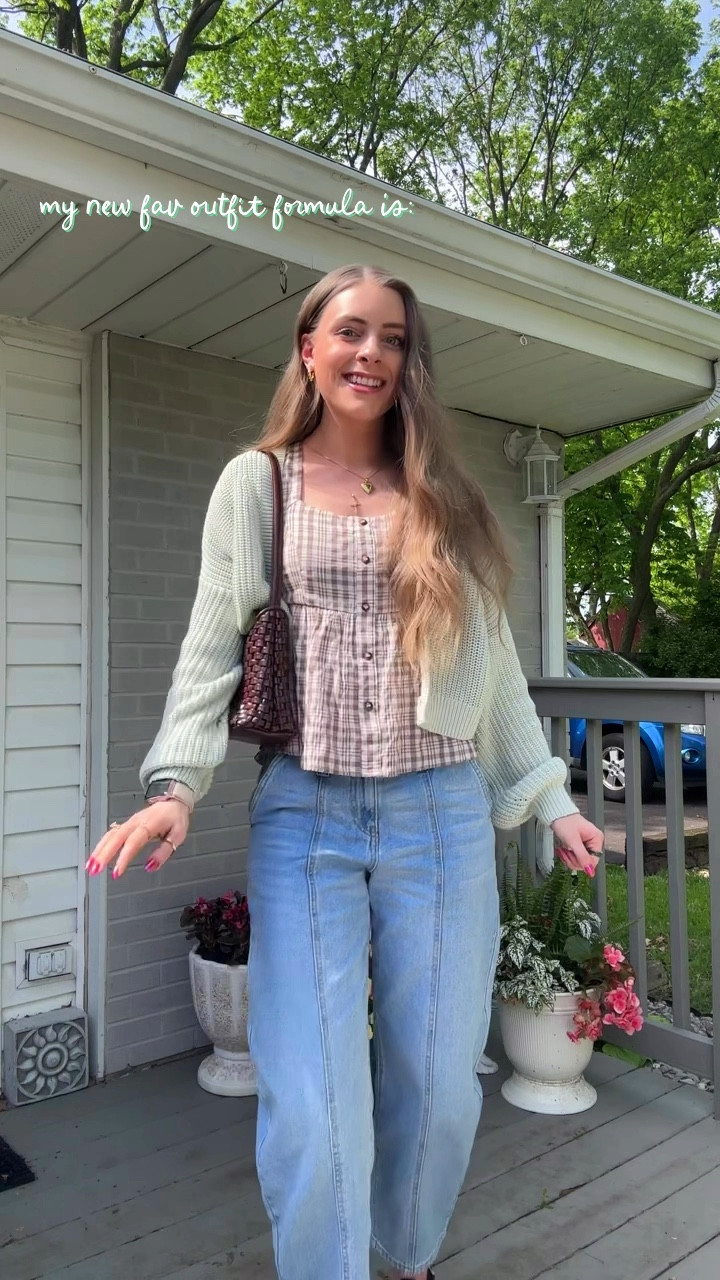 Reel 5/13/25

Light lime sage green knit cardigan sweater cropped balloon sleeve button front, gingham plaid short sleeve babydoll top square neckline puff sleeve tie back button front, target style barrel jeans universal thread light medium wash front seam denim, dr marten brown leather dunnet sandals flower cutout, spring style, tall girl friendly summer fashion, affordable gold jewelry 

#LTKStyleTip #LTKSaleAlert #LTKSeasonal