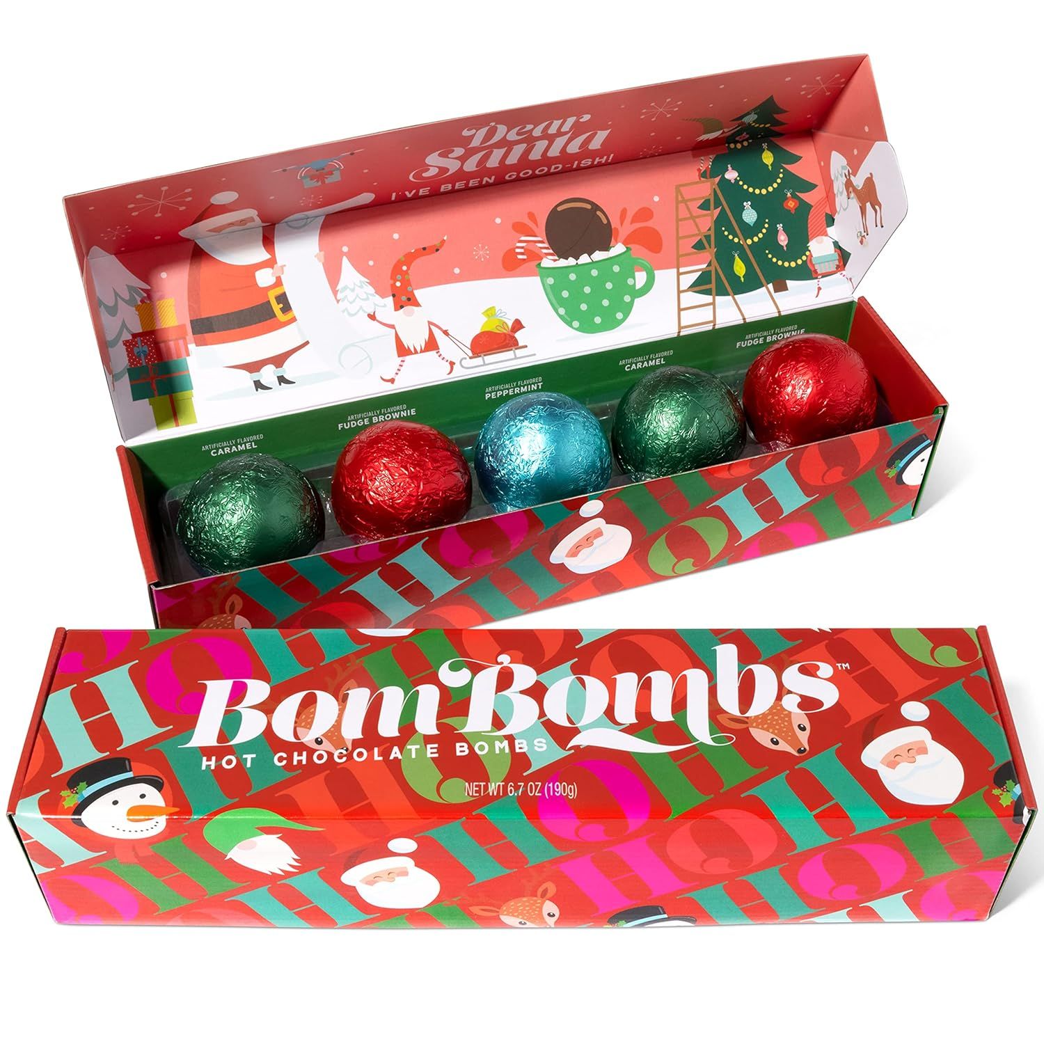 Bombombs Hot Chocolate Bombs, Christmas Theme Fudge Brownie, Salted Caramel and Peppermint Hot Co... | Amazon (US)