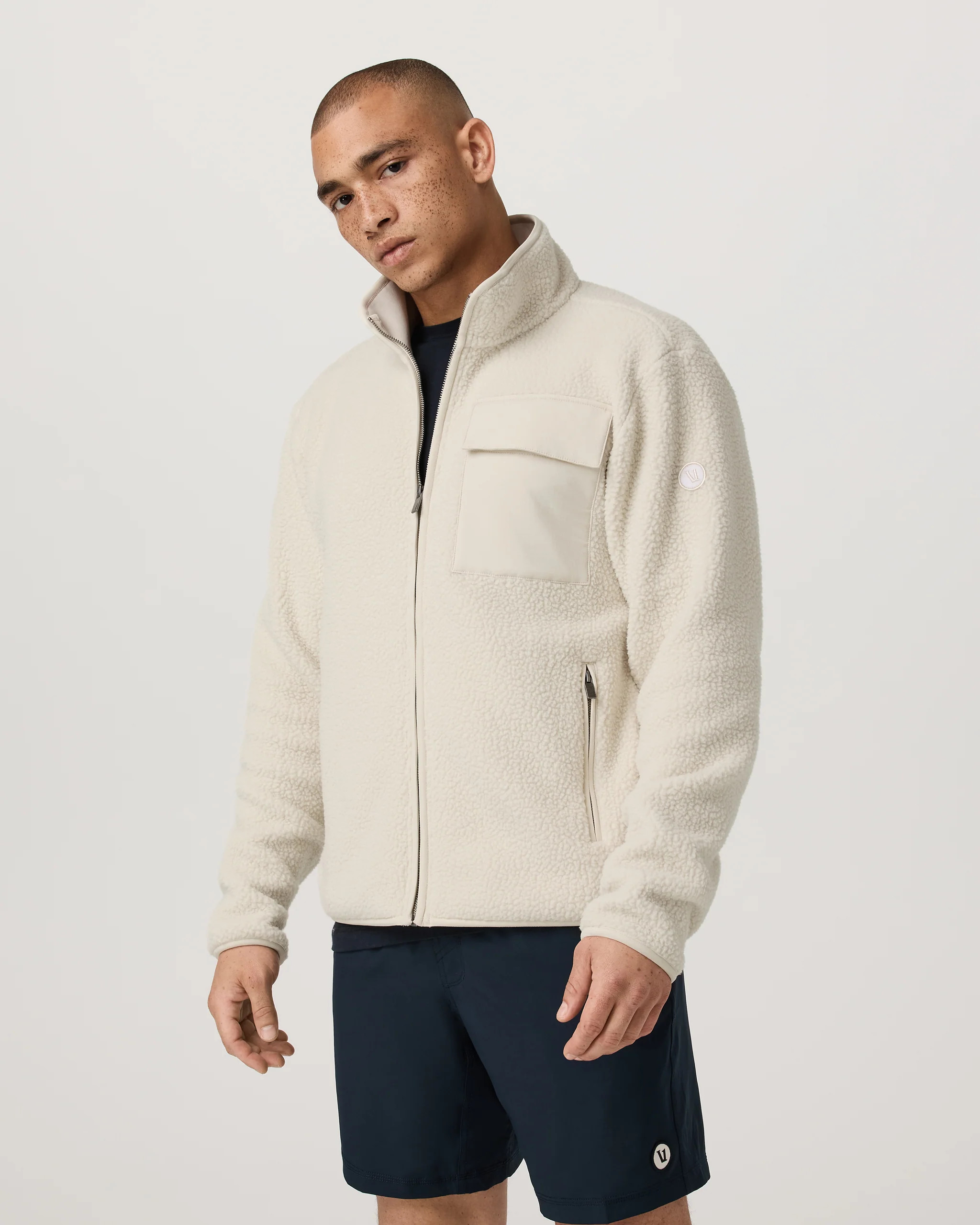 Alpine Fleece Full Zip | Men's Bone Mock Neck Jacket | Vuori | Vuori Clothing (US & Canada)