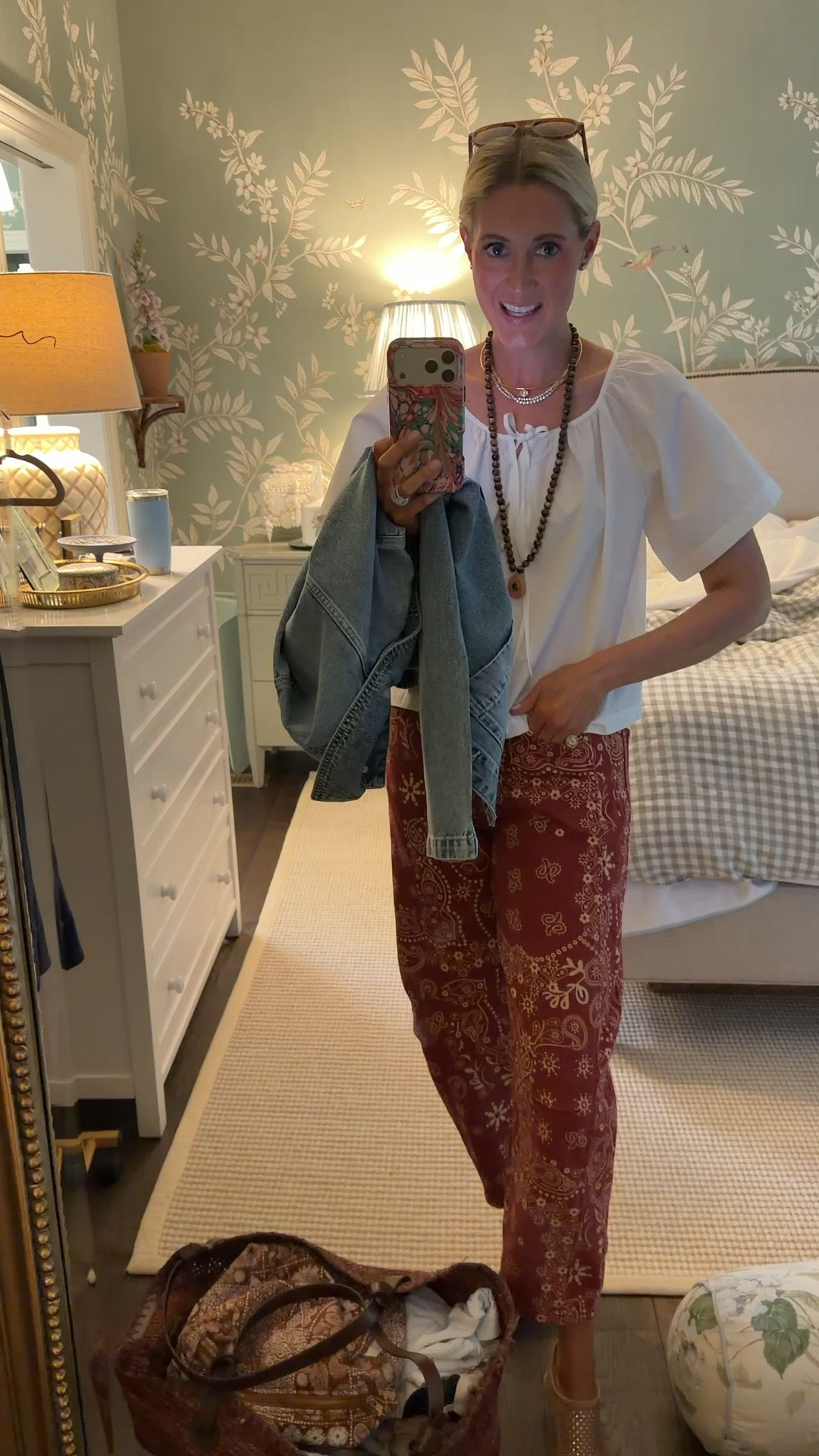 Travel outfit of the day! I normally would never wear jeans on travel days, but these are so comfy & stretchy! The bandana print is so good! I also love this Target white top! It’s the perfect basic to keep in your closet! Also, these are my most comfortable flats that I get asked about constantly when I travel! I have all my friends hooked on them too! They go with everything & elevate any outfit. @Target @Quince travel chore jacket!

#LTKTravel #LTKootd #LTKmomlife