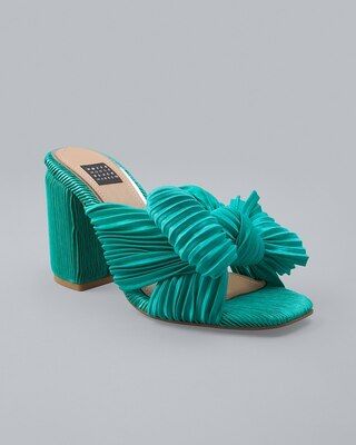 High-Heel Crinkle Bow Slide Sandals | White House Black Market