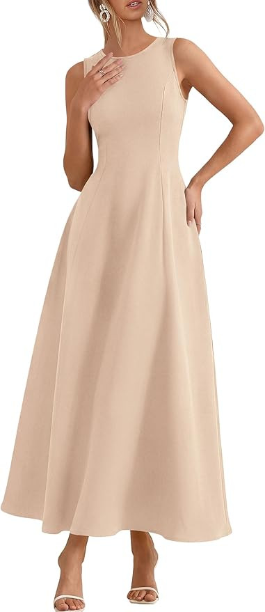 PRETTYGARDEN Women's Maxi Dress Summer Wedding Guest 2026 Spring A Line Long Tank Flowy Modest Sl... | Amazon (US)