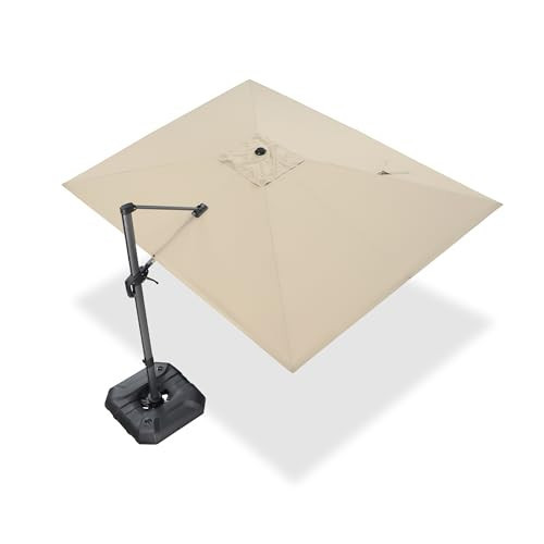 PURPLE LEAF 9' X 11.5' Patio Umbrella Outdoor Cantilever Rectangle Umbrella Aluminum Offset Umbrella with 360-degree Rotation for Garden Deck Pool Patio, Beige | Amazon (US)