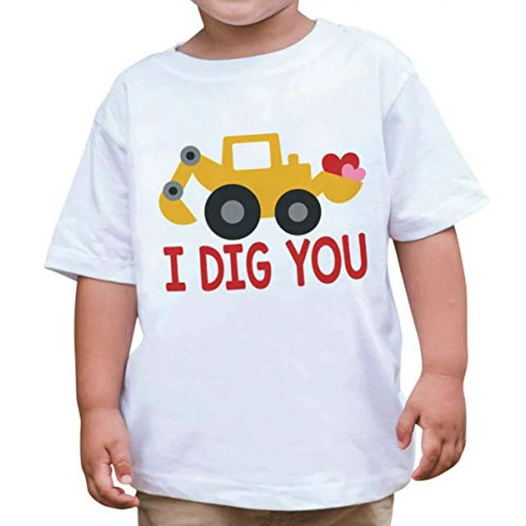 7 ate 9 Apparel Kid's I Dig You Construction Truck Valentine's Day T-Shirt Youth Medium White | Walmart (US)