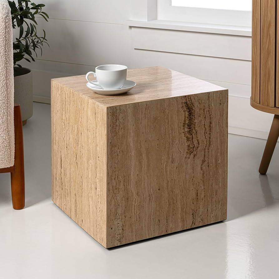 JONATHAN Y MTB1101D Felix 15" Contemporary Natural Marble Handmade Cube End Table, Side Table for... | Amazon (US)
