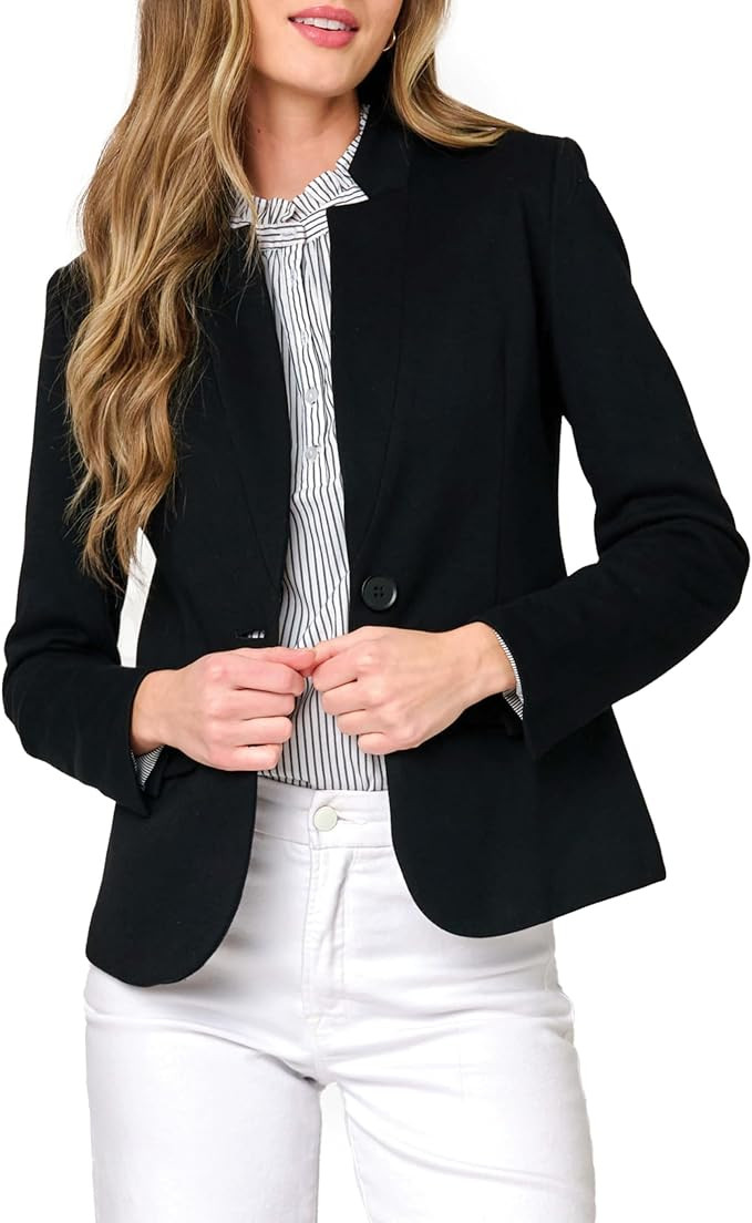 GIBSONLOOK Women Notch Collar Blazer, Open Front Knit Jacket for Office, Business Casual Outfit f... | Amazon (US)
