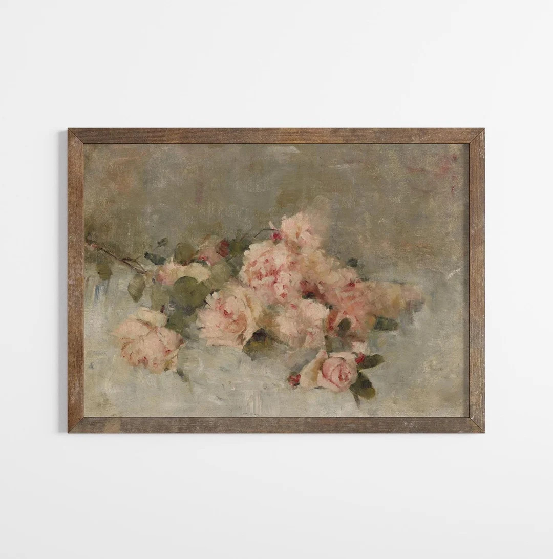 Vintage Pink Roses Still Life Print | French Cottagecore Decor (digital Download) - Etsy | Etsy (US)