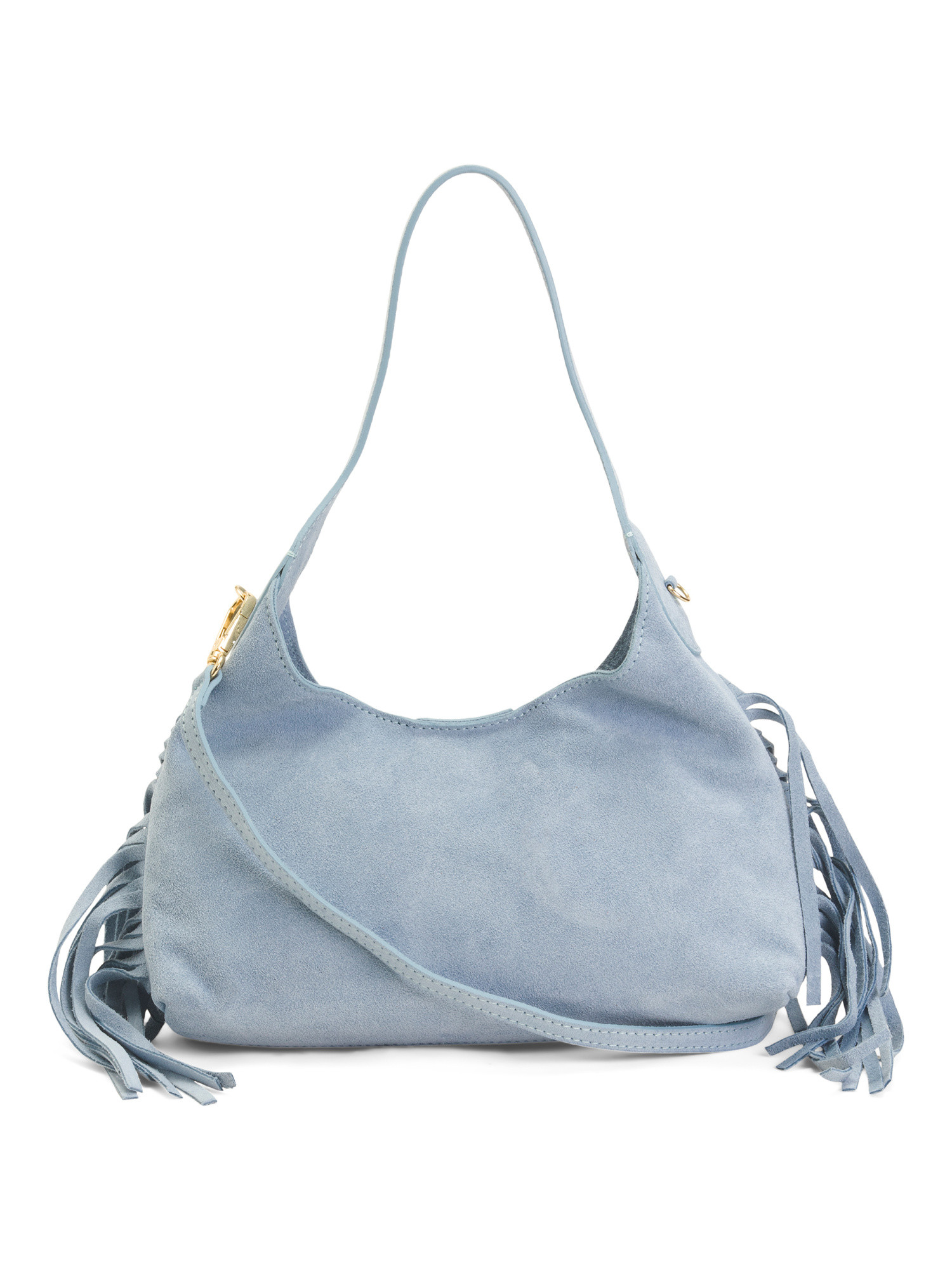 Made In Italy Suede Mini Hobo Bag With Fringe Trim | TJ Maxx