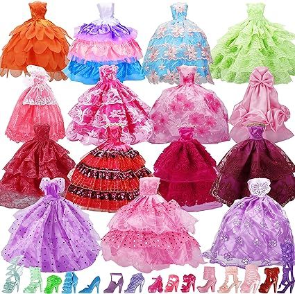 15 Pack Handmade Doll Clothes Dress & 15 Pairs Doll Shoes for 11.5 Inch Doll, Accessories Lace We... | Amazon (US)