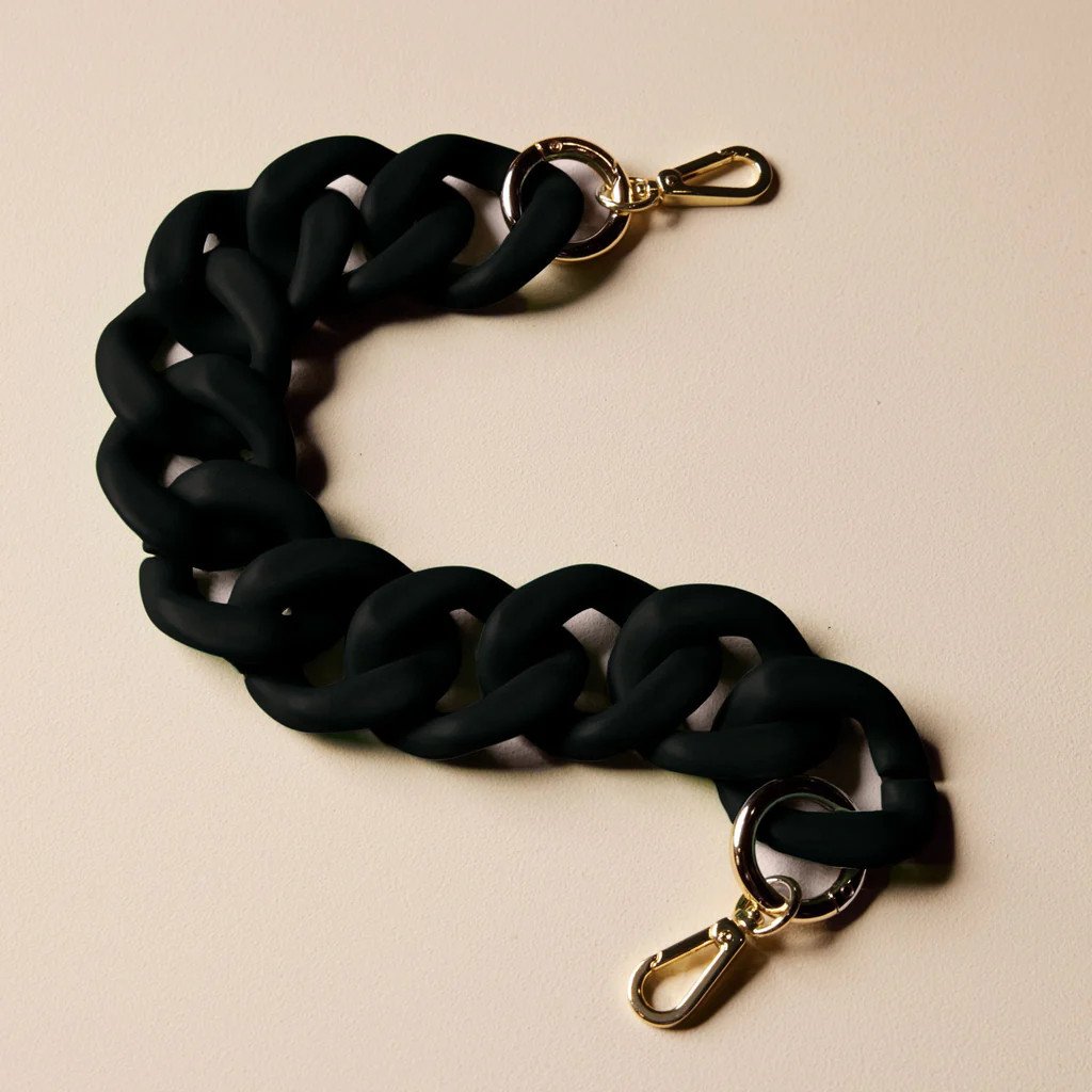 Black Acrylic Handbag Chain | Nickel and Suede