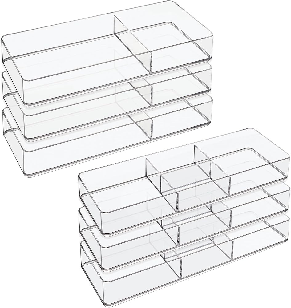 STORi Remix 6 Piece Drawer Organizer Set | Clear | Makeup & Vanity Storage Bins & Office Desk Dra... | Amazon (US)