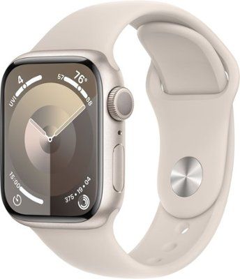 Apple Watch Series 9 (GPS) 45mm Starlight Aluminum Case with Starlight Sport Band with Blood Oxyg... | Best Buy U.S.