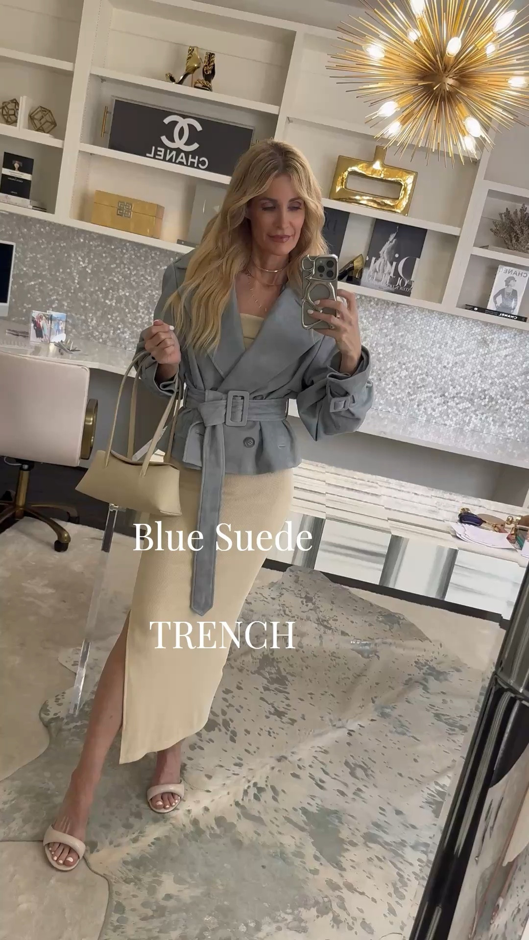 Stop scrolling—this baby blue suede cropped trench is stunning 🤍 The cinched waist and sleeves make it so flattering, and I love it paired over this under $50 dress ✨
I’m wearing an XS in the jacket and an XS in the dress, both fit TTS 

 #LTKootd #LTKSeasonal #LTKOver40