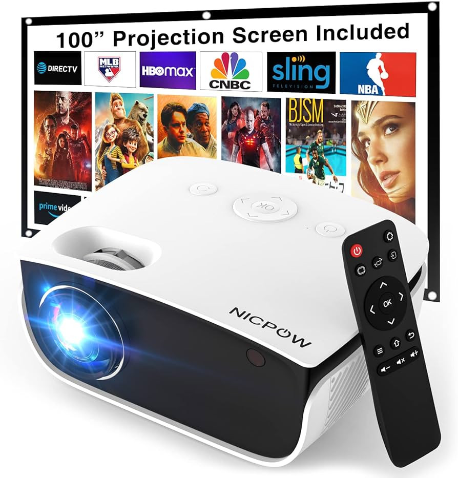 Outdoor Projector, Mini Projector with 100" Screen, 1080P and 240" Supported Movie Projector 7500... | Amazon (CA)