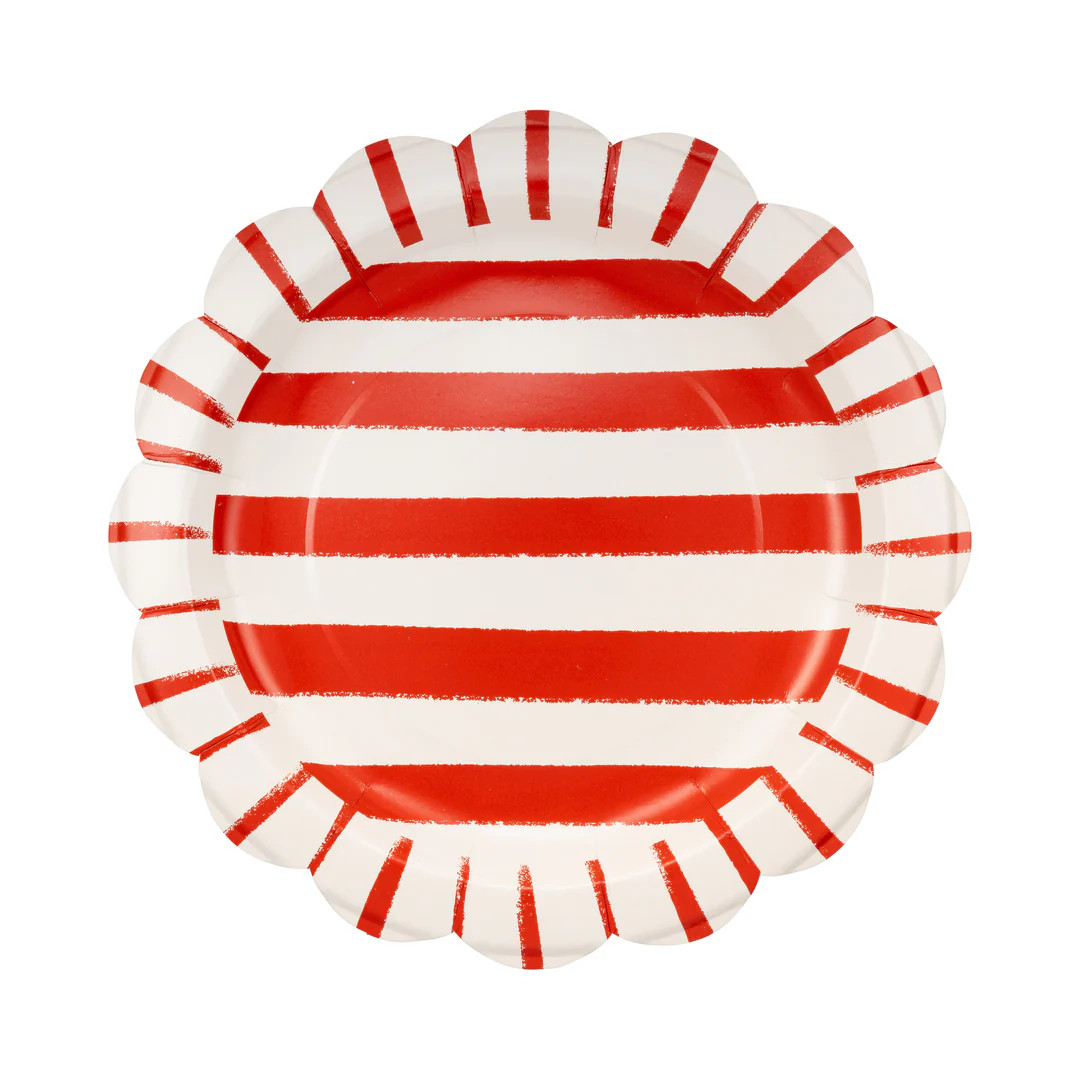 Red Striped Paper Plate - 11" | My Mind's Eye