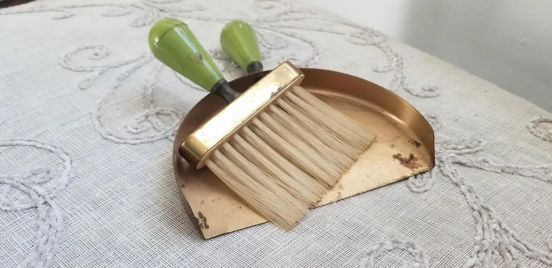 Vintage Brass Crumb Catcher Dust Pan Brush (As Is) Lucite Handles See Desc  mid century table swe... | Etsy (US)