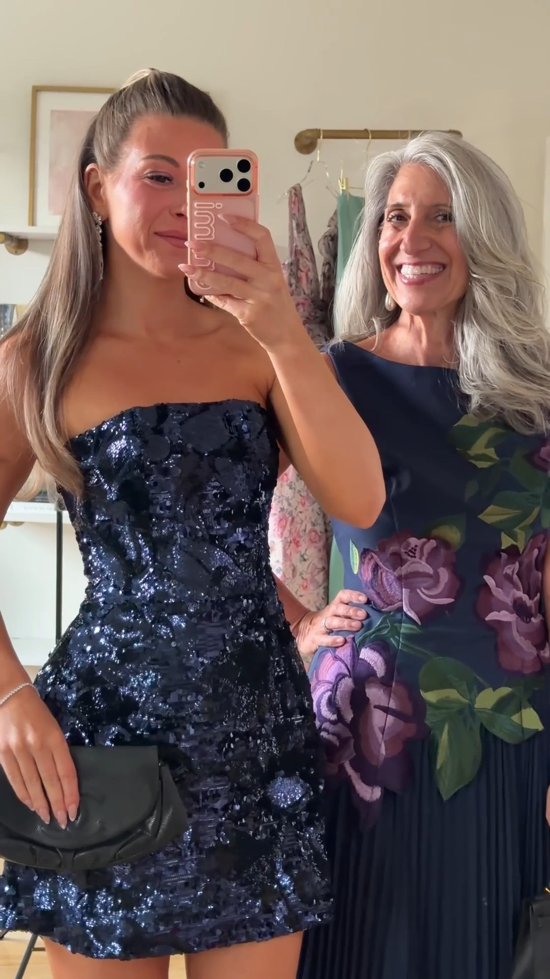 navy strapless sequin mini dress, navy sleeveless maxi dress with purple floral print mom and me formal wedding guest and mother of the bride dresses 💍

I’m 5’4” and wearing my usual small/2 in most
• sized down to xs 

mom is 5’4” and wears a medium/6
• sized down to 4 

summer wedding guest dresses, wedding guest dresses, cocktail dresses, semi-formal dresses, black tie wedding guest dresses, destination wedding guest dresses, garden party dresses, wedding guest outfit ideas, mom & me outfits, mom & me dresses, matching outfits, mother daughter outfits, family photo outfits, wedding guest dresses, mother of the bride, mother of the groom, wedding guest outfit ideas

#LTKWedding #LTKootd #LTKgrwm