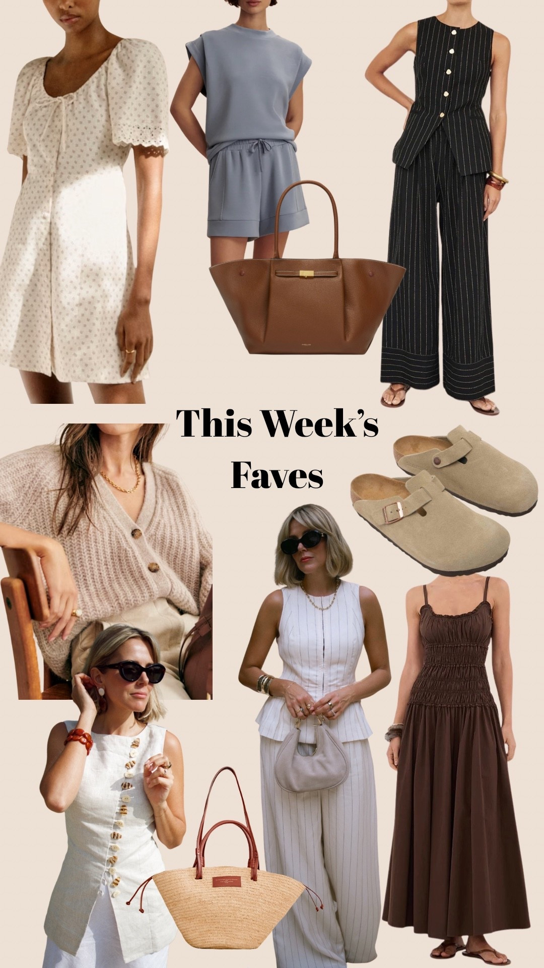 Linen co-ord
Summer style 
Autumn outfit 
Suede shoes 
Suede bag 
Brown dress 
Basket bag 
Travel outfit 