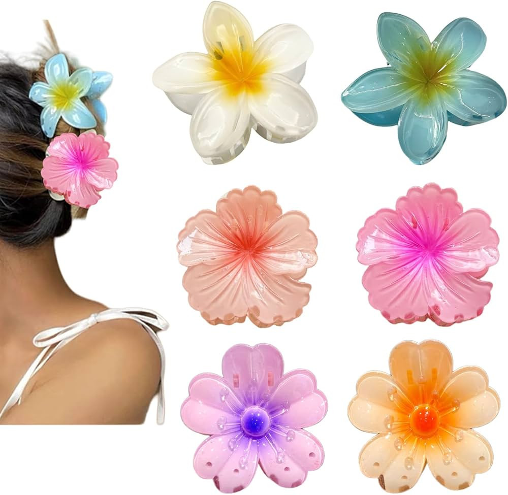 Hawaiian Flower Hair Claws for Women Girls, Cute Little Beautiful Hair Clips for Thick and Thin H... | Amazon (US)
