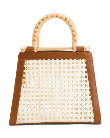 Caning Satchel With Wooden Handles | TJ Maxx