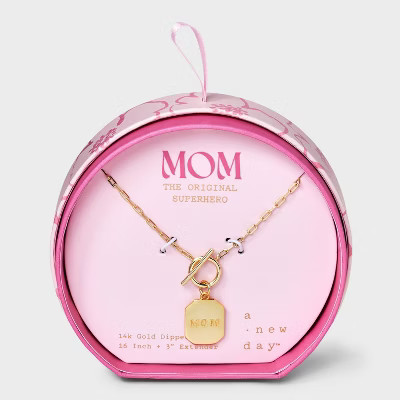 14K Gold Dipped "Mom" Tag Pendant Necklace - A New Day™ Gold | Target