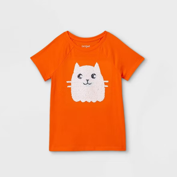 Girls' Flip Sequin Halloween Ribbed Short Sleeve T-Shirt - Cat & Jack™ | Target