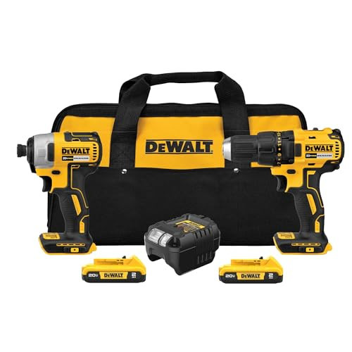 DEWALT 20V MAX Cordless Drill and Impact Driver, Power Drill Brushless 2-Tool Power Tool Combo Kit, Includes 2 Batteries, Charger and Bag (DCK277D2) | Amazon (US)