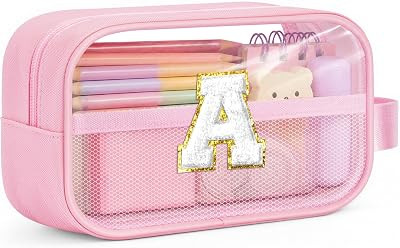 YOOLIFE Initial Birthday Gift Pencil Case Bag for Girl 4-9 Year Kid Pink A | Amazon (US)