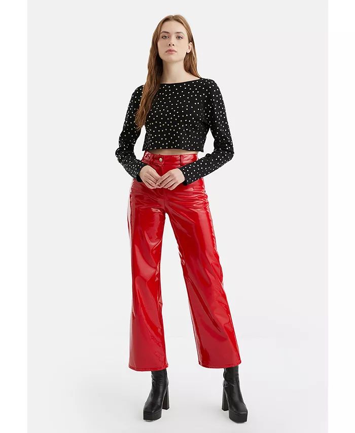 Women's Wide Leg Pleather Pants | Macy's