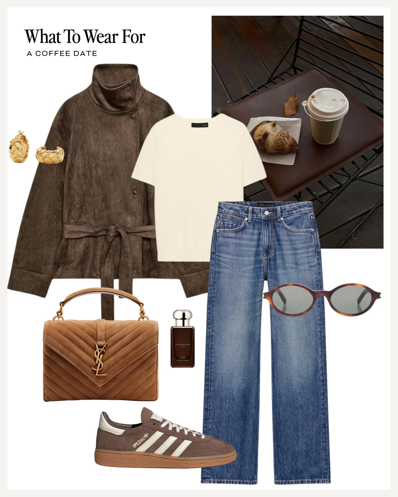 A coffee date ☕️ 

Suede jacket, jeans, autumn outfit, Saint Laurent bag, adidas spezials

#LTKautumn
