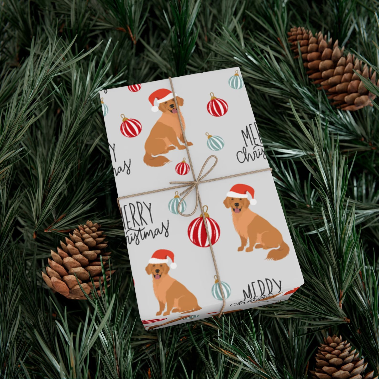 Golden Retriever Wrapping Paper Dog Christmas Wrapping Paper - Etsy | Etsy (US)