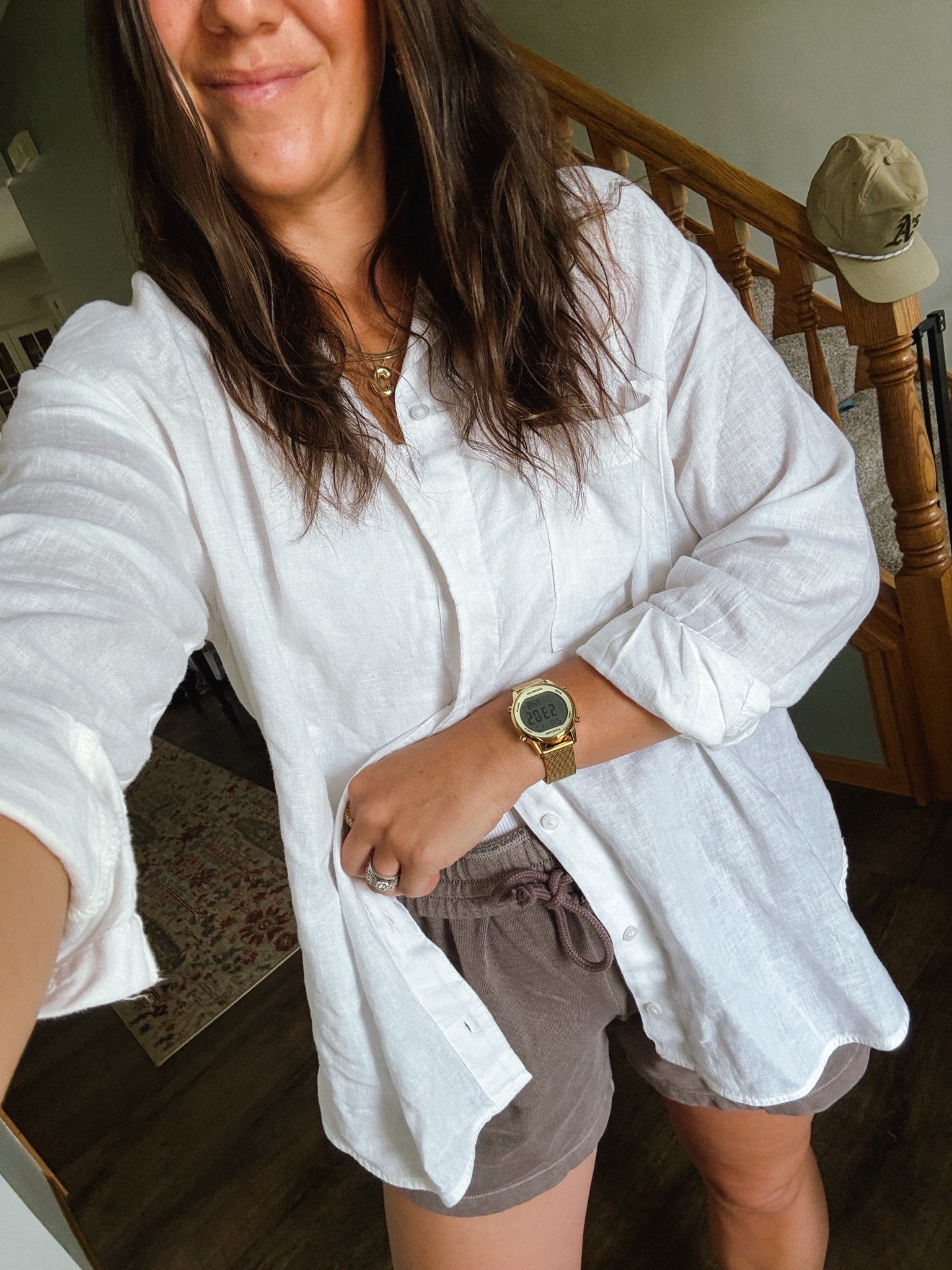 Linen shirt on repeat! Instantly dresses up an outfit 👏🏽 and I’m wearing these shorts constantly - just bought a 3rd color.

Old navy style
Summer outfits 
Mom outfit

#LTKmomlife #LTKgrwm #LTKootd