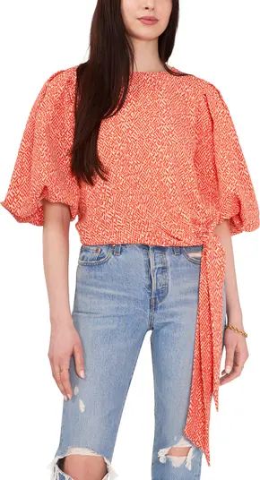 Vince Camuto Bubble Sleeve Tie Front Top | Nordstrom | Nordstrom