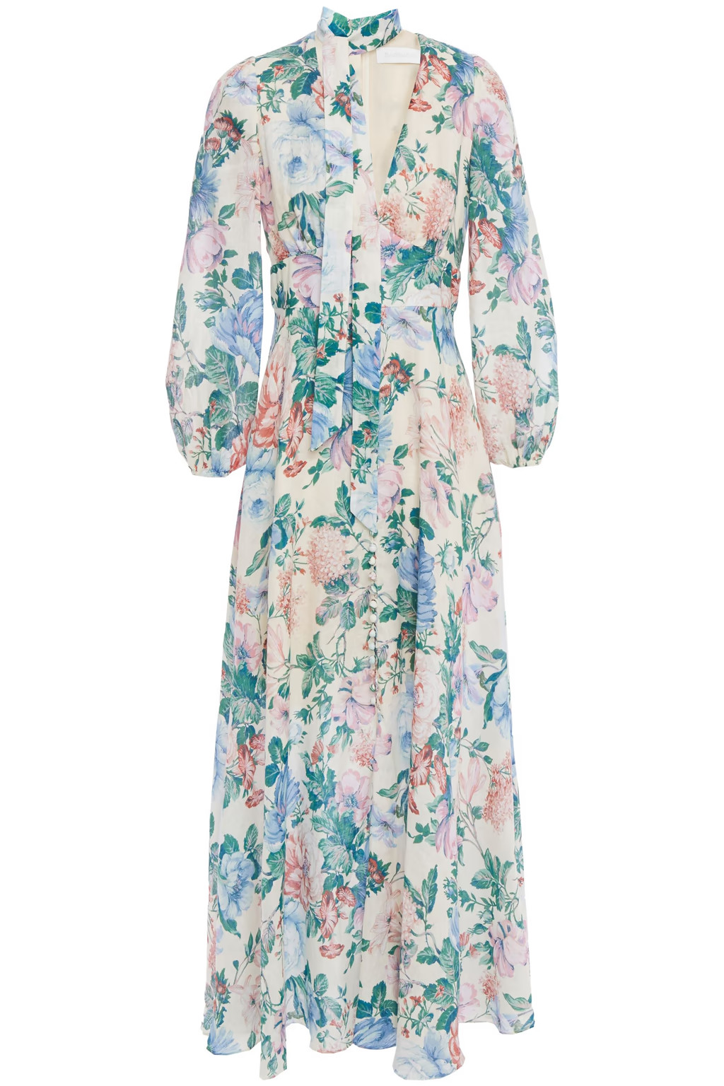 Verity tie-neck floral-print linen-gauze maxi dress | The Outnet (US and CA)