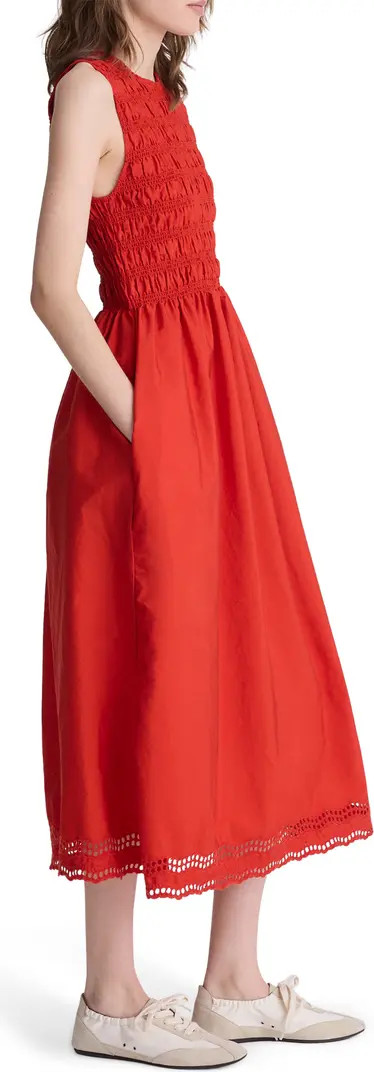 The Embroidered Melody Smocked Midi Dress | Nordstrom