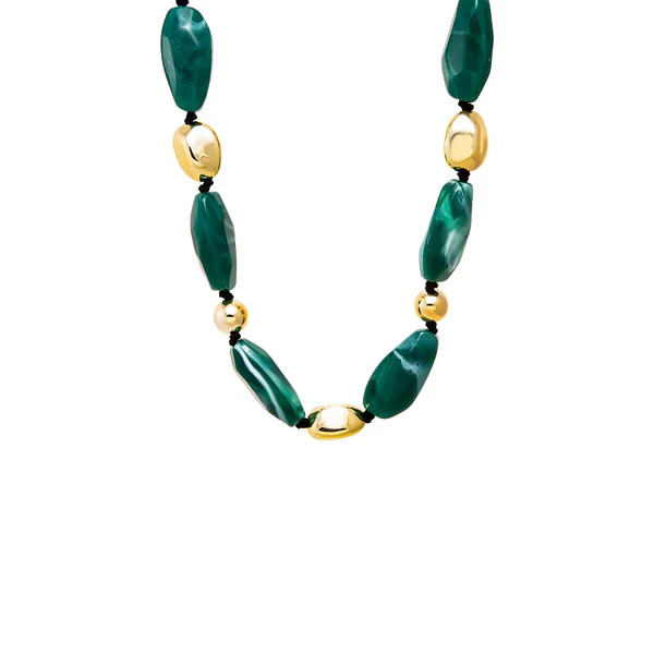 Chunky Green & Gold Bead Necklace | Adina Eden