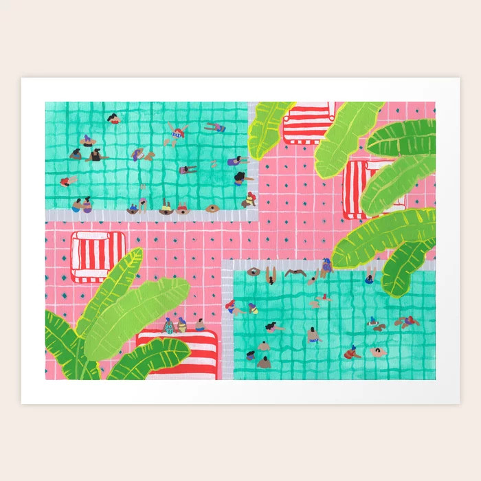 Tropical pink pool Art Print | Society6