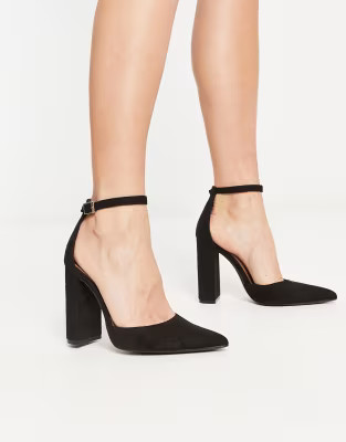 Truffle Collection block heeled pointed shoes in black | ASOS (Global)