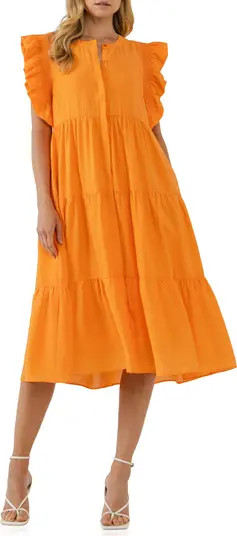 English Factory Ruffle Detail Button-Up Dress | Nordstrom | Nordstrom