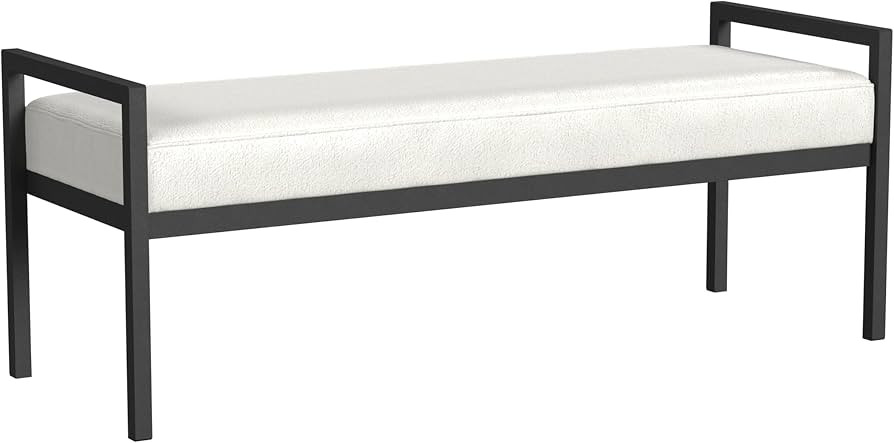 HomePop Modern Metal Bench|Bench for Living Room & Bedroom | Decorative Home Furniture - Cream Bo... | Amazon (US)