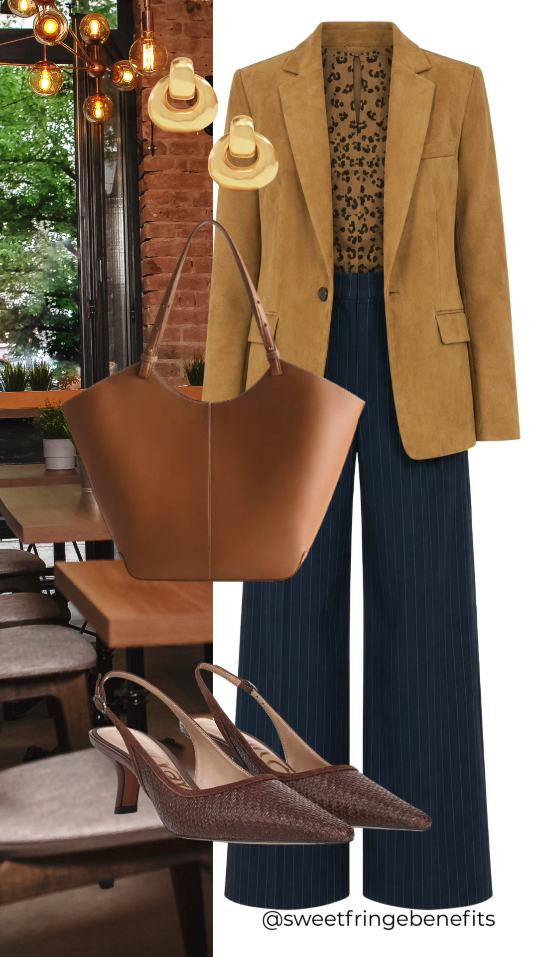 This camel blazer and navy pleated pants are a classic combination with a polished feel. Add a leopard-print top and woven slingbacks for an easy outfit with just enough personality.

💡 LTK MADE EASY
❤️ Heart = Support my posts!
🔖 Save = Get sale & restock alerts
📋 Lists = Keep favorites organized
📲 Share = Send lists and products to a friend. Hello, Christmas List!
💬 Comment = Ask me anything about what I'm wearing.:-)

#LTKootd #LTKWorkwear #LTKOver40