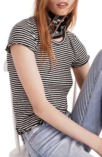 Women's Madewell Stripe Baby Tee, Size XX-Small - Black | Nordstrom