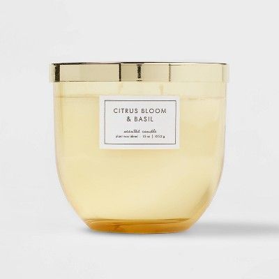15oz Glass Candle with Botanical Lid Citrus Bloom and Basil - Threshold™ | Target