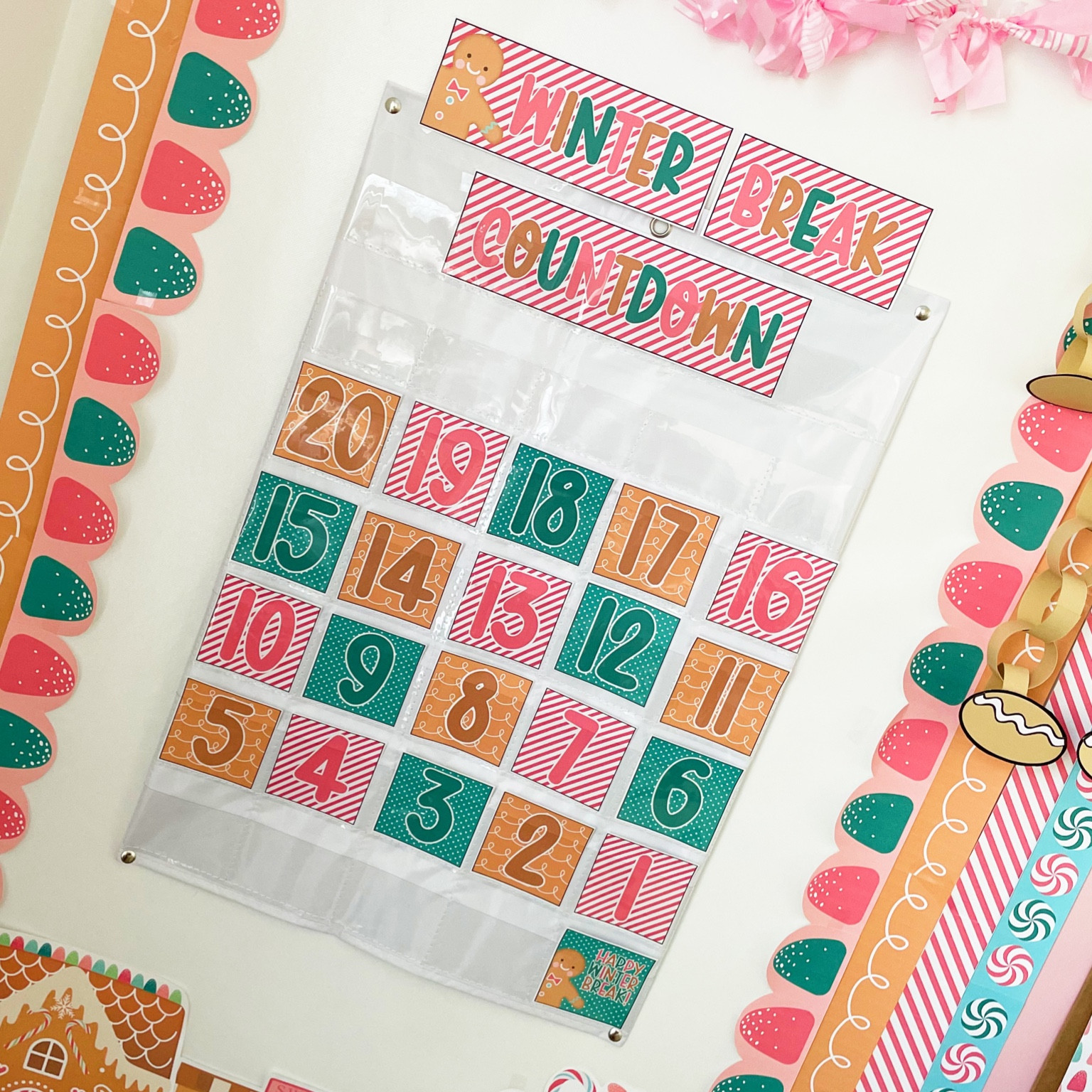 White pocket chart calendar for the classroom 