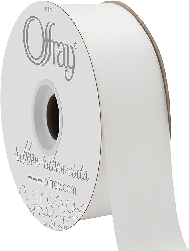 Offray 1.5" Wide Double Face Satin Ribbon White50Yds, 50 Yards, White | Amazon (US)